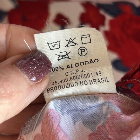 Forum Men's Red Floral Short Sleeve Shirt 100% Cotton Size Medium Made in Brazil - Picture 5 of 10